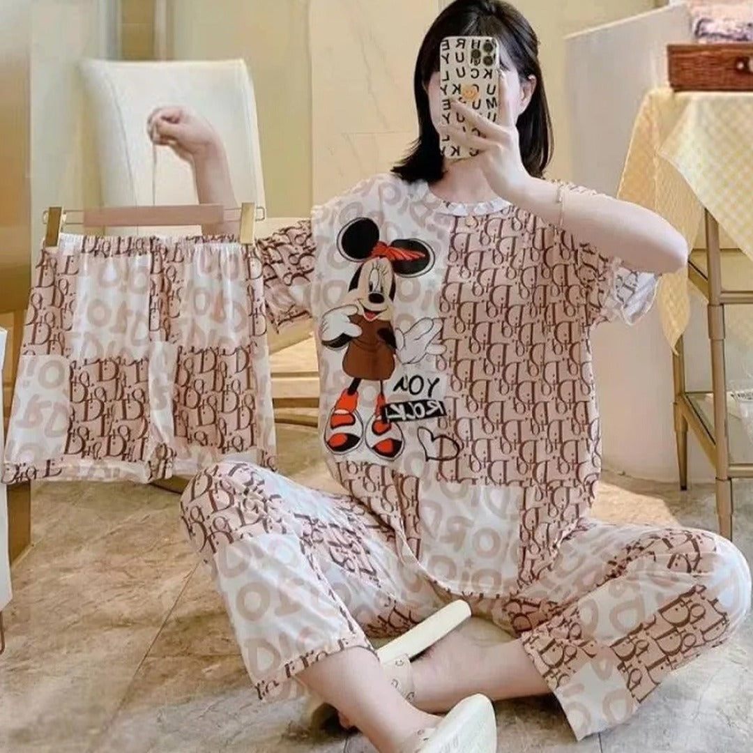 Korean Fashion Printed Pajama Night Wear for Women