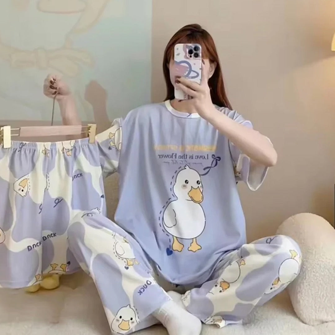 Korean Fashion Printed Pajama Night Wear for Women