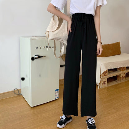 Spring Summer Fashion Loose Fit Solid Color Wide Leg Pant for Women