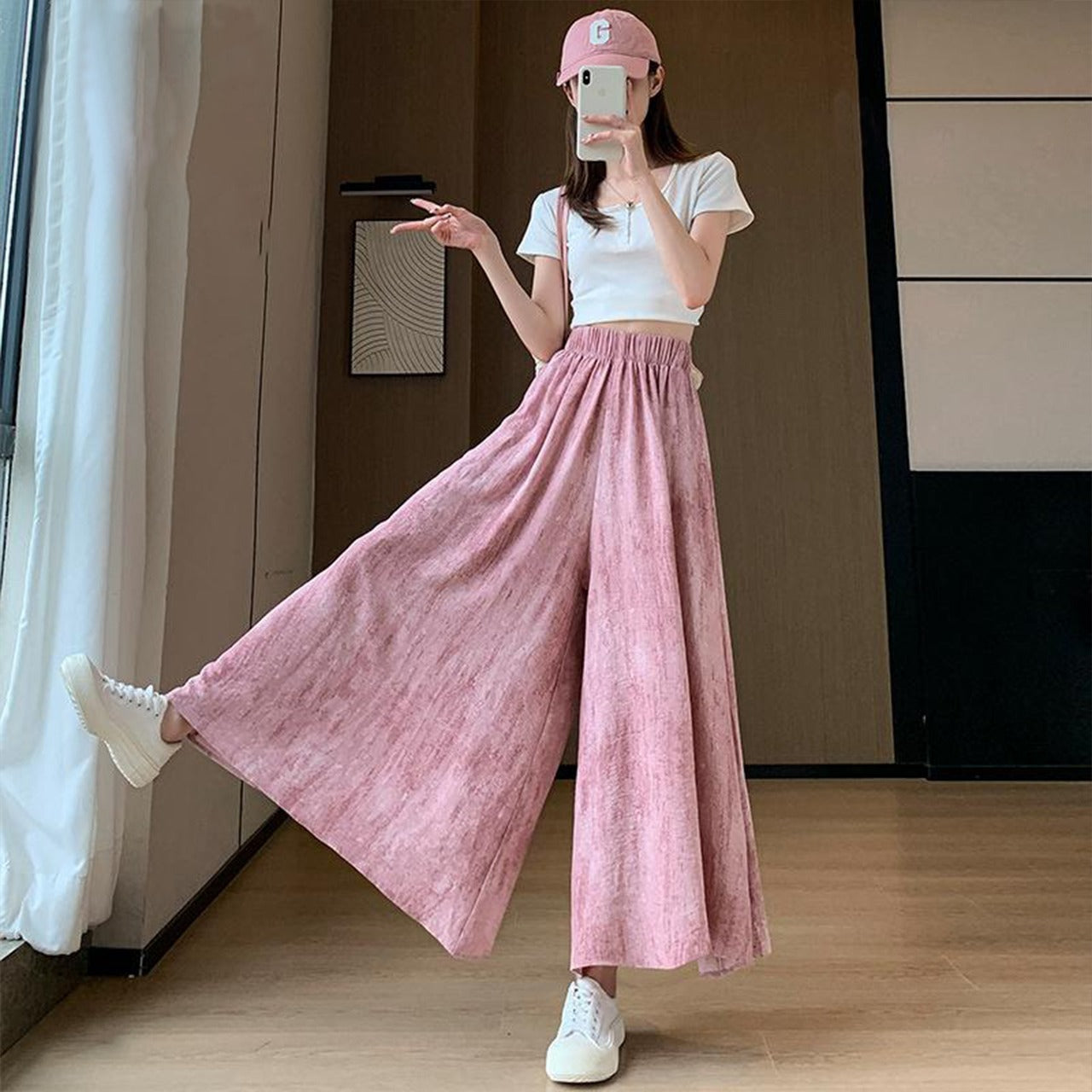 Long Fashion Solid Color Wide Leg Pants for Women