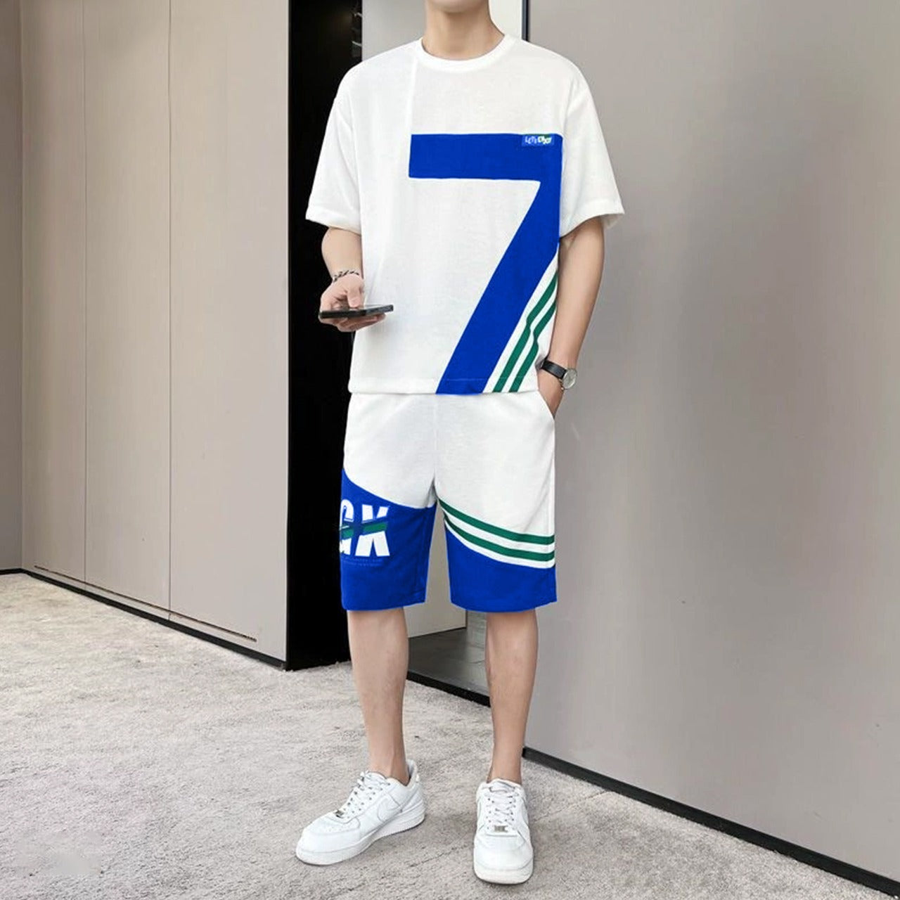 Korean Fashion Short Sleeve T-Shirt & Shorts Jogger Outfit for Men