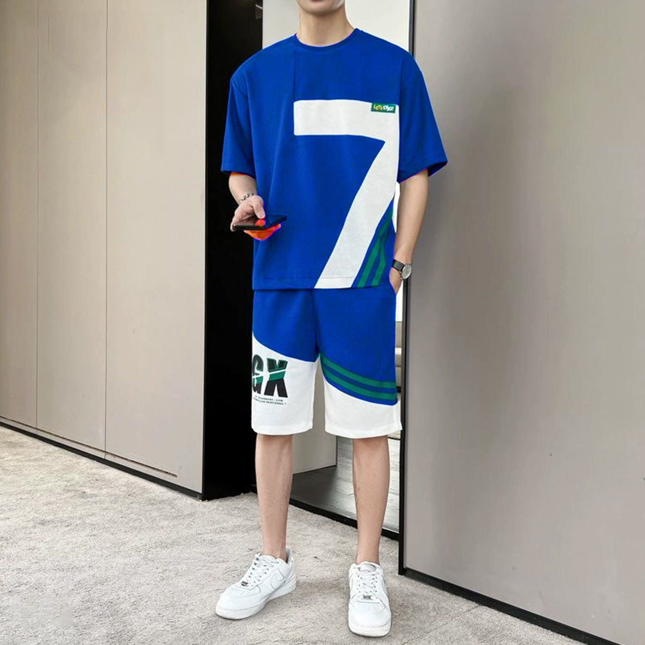 Korean Fashion Short Sleeve T-Shirt & Shorts Jogger Outfit for Men