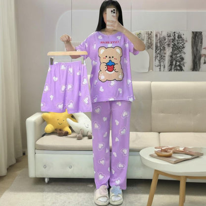 Printed Fashion Pajama Pant Shorts & Top for Women