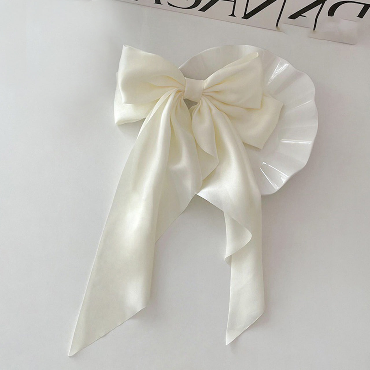 Solid Color Elegant Vintage Style Bow Decor Hair Clip for Women