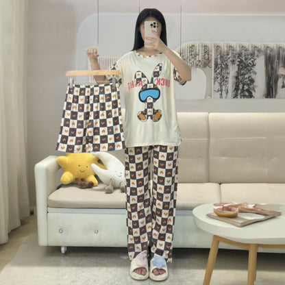 Printed Fashion Round Neck t-shirt & Pajama Pants for Women