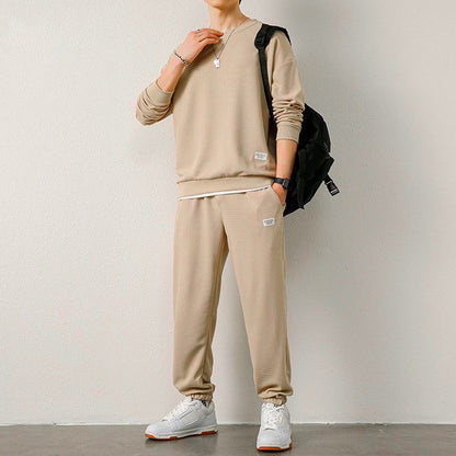 New Spring Style Men's Casual Solid Color Tracksuit & Pant Set