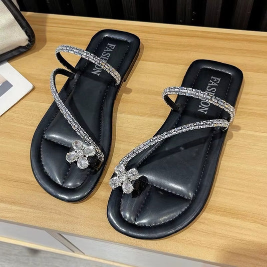 Floral Design Flat Party Sandals for Women
