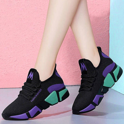 Korean Style Block Multicolor Pattern Casual Sports Shoes for Women