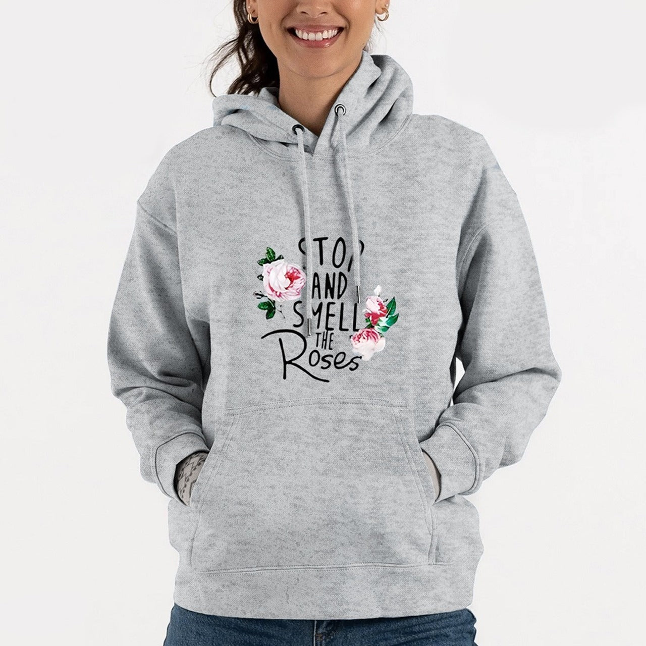 New Rose Printed Fashion Casual Full Sleeve Hoodies for Women