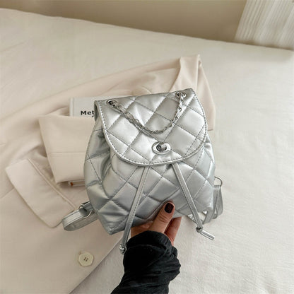 Minimal Solid Color Cosmetics Carry Hand Backpack Bag for Women