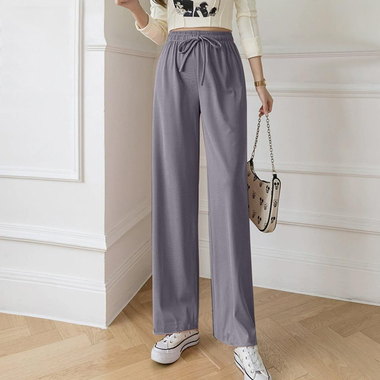 Latest Drawstring Ice Silk Wide Leg Pants for Women