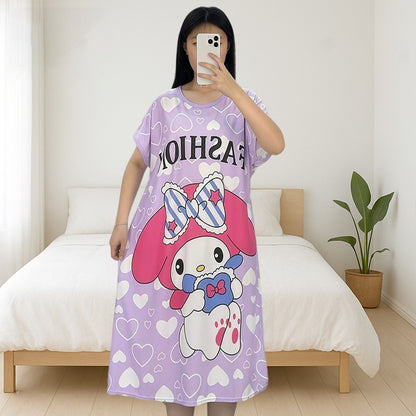 Summer Short Sleeve Printed T-shirt Long Top for Women