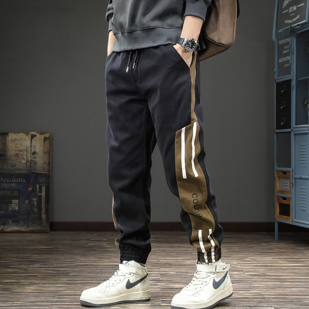 New Retro Fashion Solid Color Casual Fit Track Pant for Men