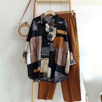 Casual Colorblock Printed Shirt & Pant for Women