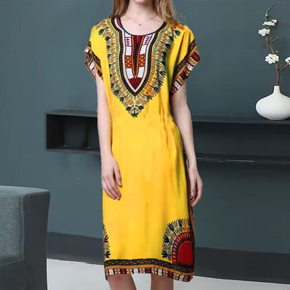 Tribal Print Fashion Short Sleeve Dress for Women