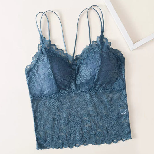 Solid Lace Vest Thin Shoulder Fashion Camisole Top for Women