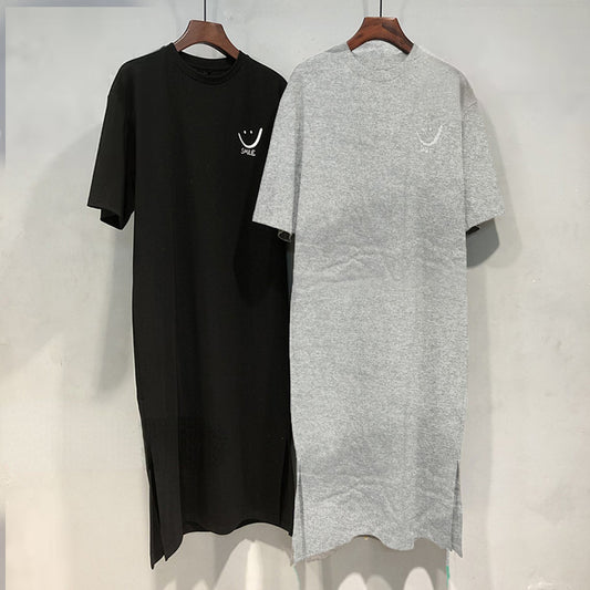 Summer Style Short Sleeve Casual Loose Fit T-Shirt Mid-Dress for Women