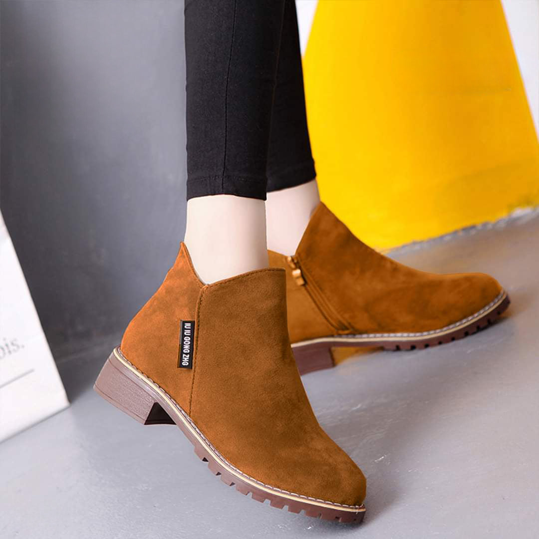 Autumn Winter Fashion Low Heel Female Side Zipper Ankle Boots for Women