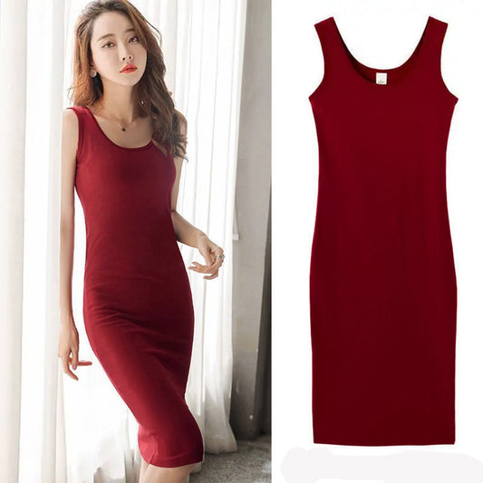 New Solid Color Sleeveless Body-con Dress for Women