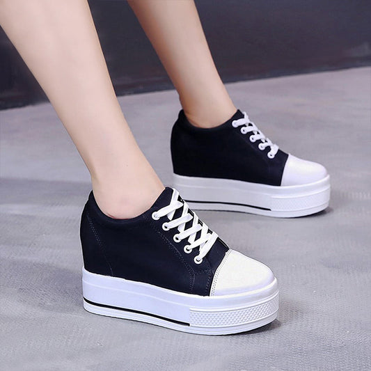 Wedge High Heel Casual Breathable Lace Up Platform Shoes for Women