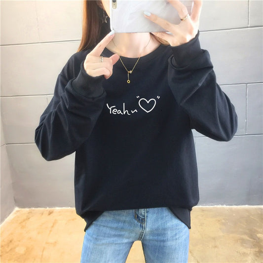 Solid Color Style Printed Full Sleeve T-shirt for Women