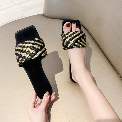 Square Toe Style Fashion Summer Braided Sandals for Women