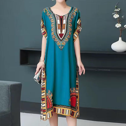 Tribal Print Fashion Short Sleeve Dress for Women
