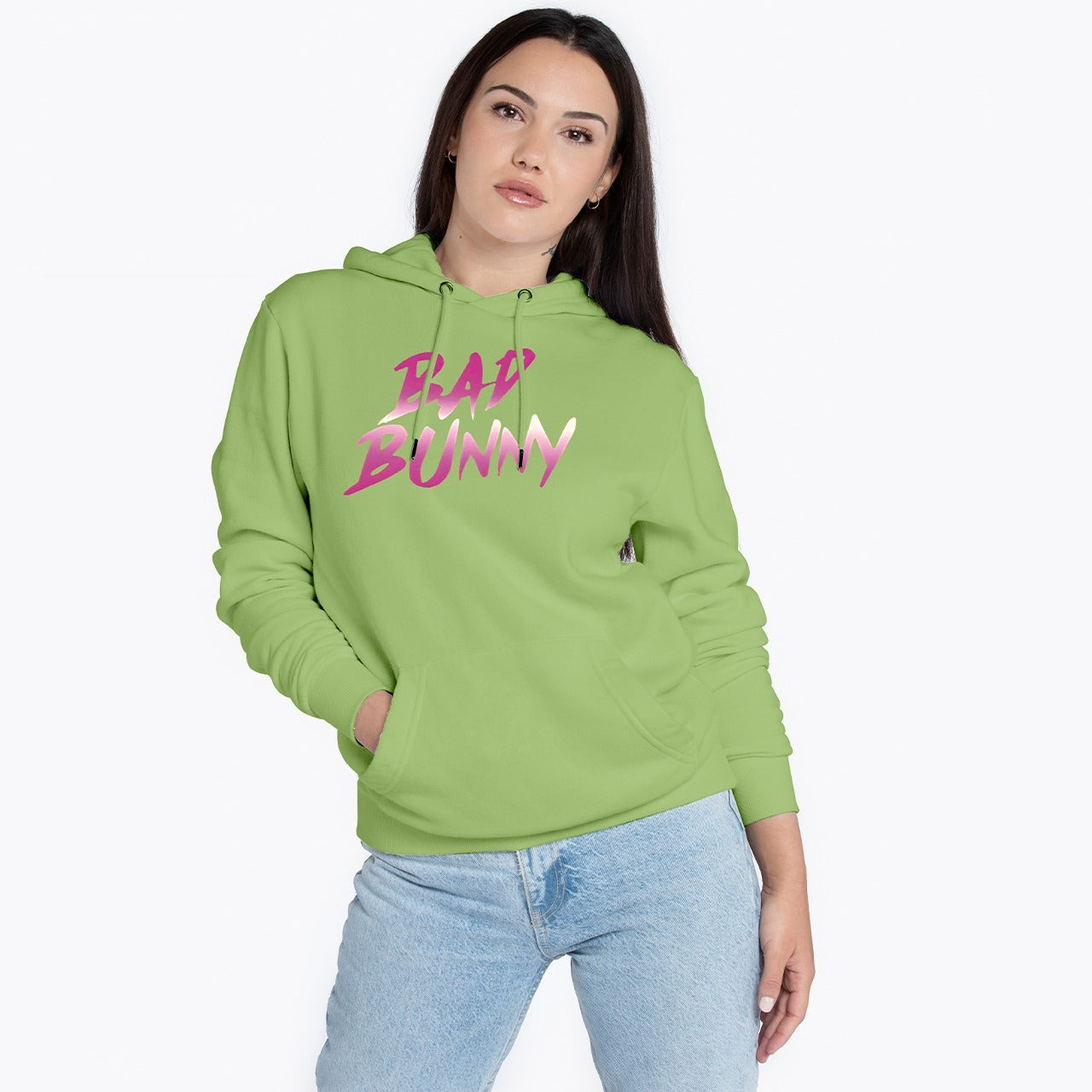 Text Printed Style Hooded Pullover for Women