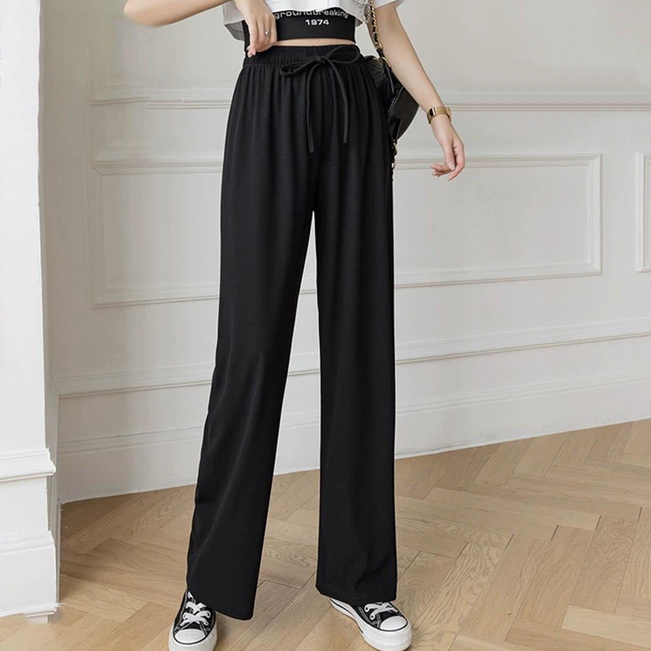 Latest Drawstring Ice Silk Wide Leg Pants for Women