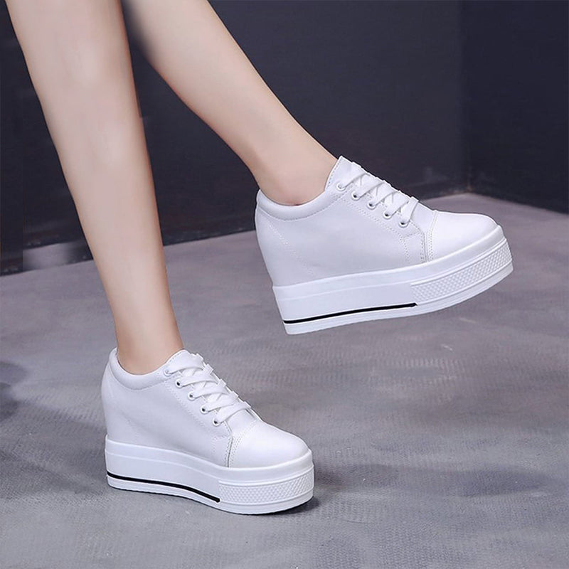 Wedge High Heel Casual Breathable Lace Up Platform Shoes for Women