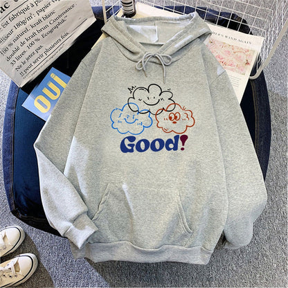 Good Text Printed Full Sleeve Hoodies for Women