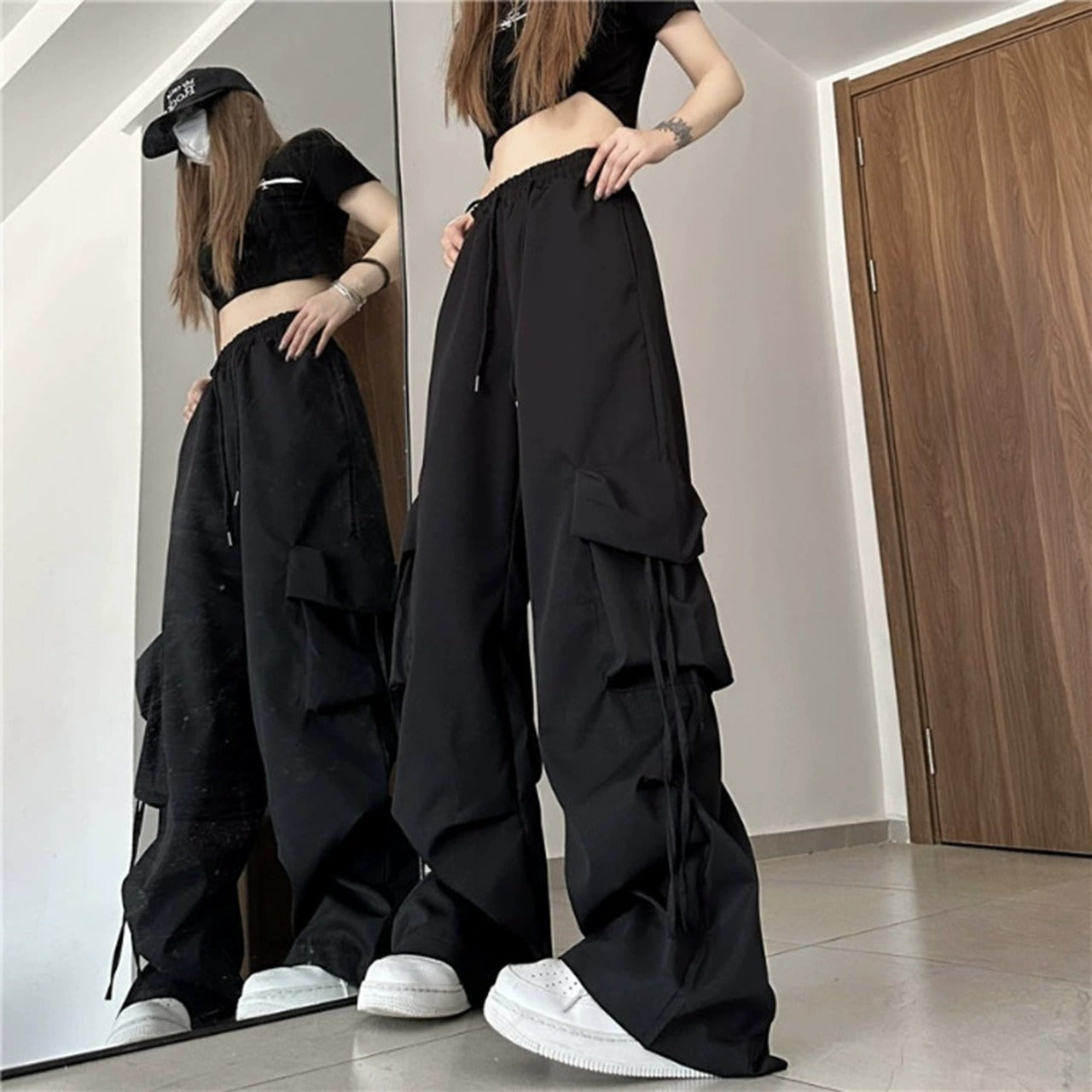 Long High Waisted Cargo Pants for Women