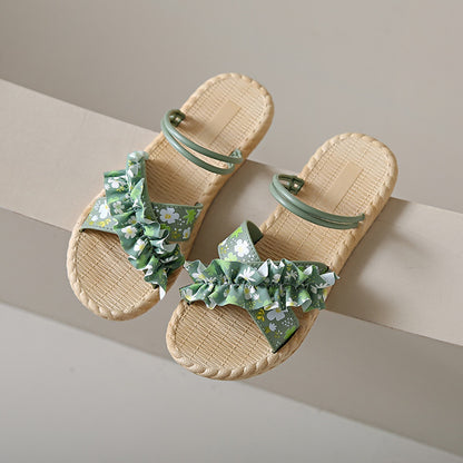 Latest Floral Pattern Flat Slipper Sandals for Women