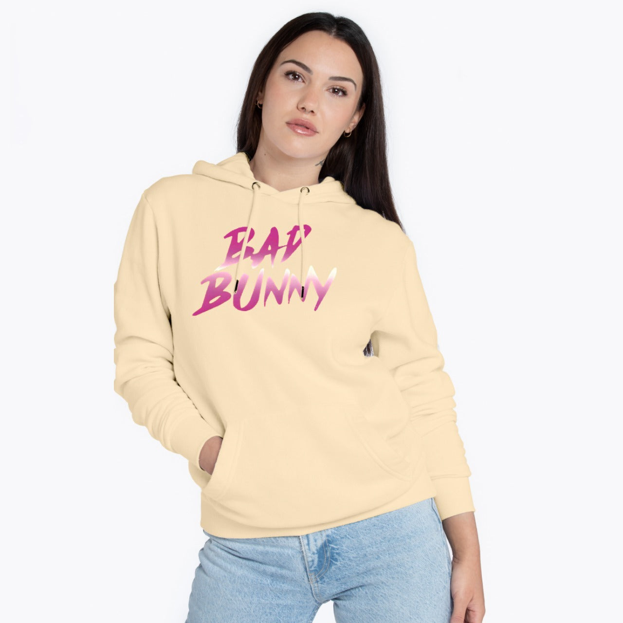 Text Printed Style Hooded Pullover for Women