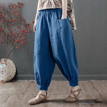 Vintage Style Ankle Wide Length Casual Harem Pants for Women