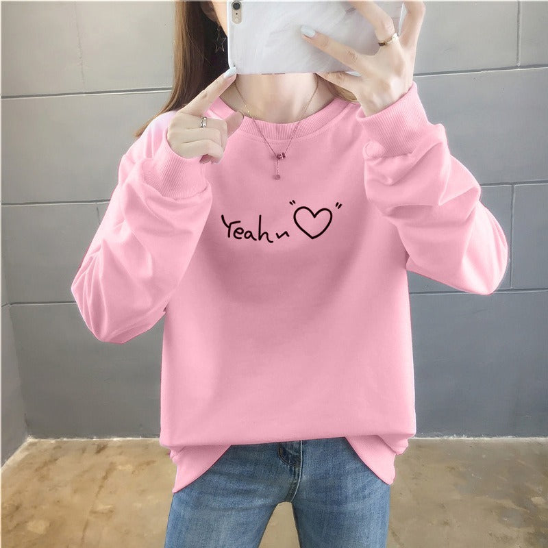 Solid Color Style Printed Full Sleeve T-shirt for Women