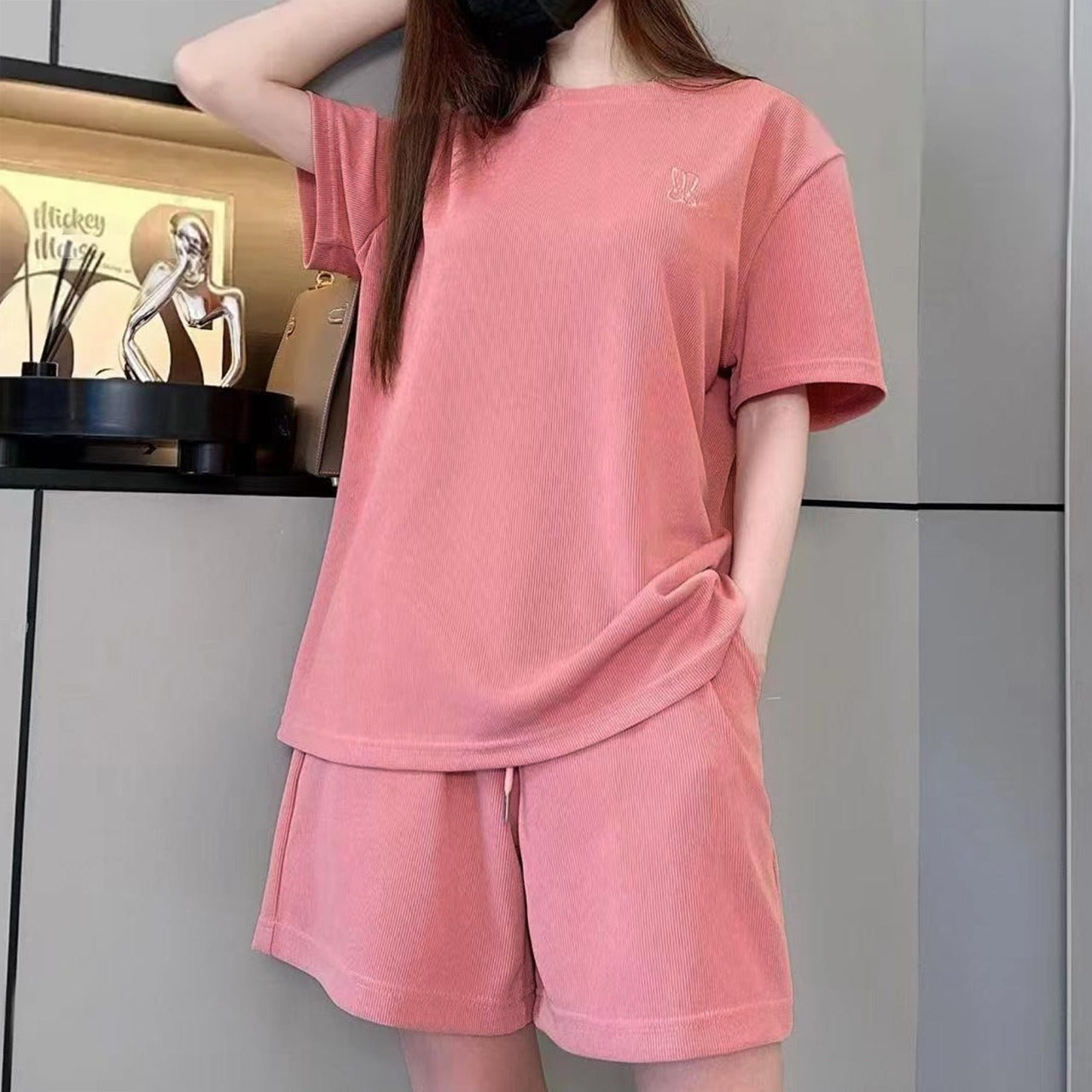 Solid Cotton Fashion T Shirt & Shorts for Women