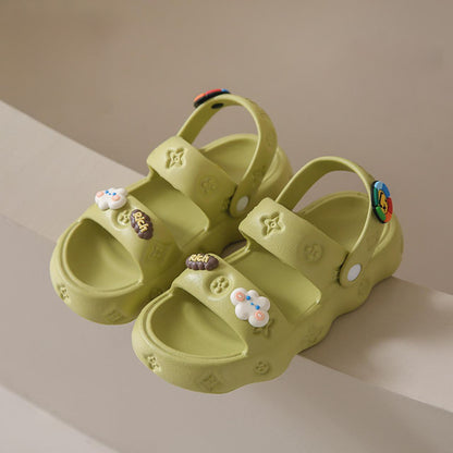 Thick Bottom Flat Casual Sun Pattern Anti Slip Sandals for Girls