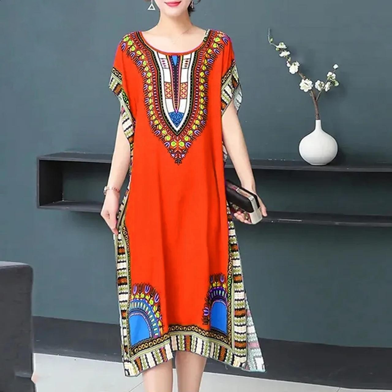 Tribal Print Fashion Short Sleeve Dress for Women