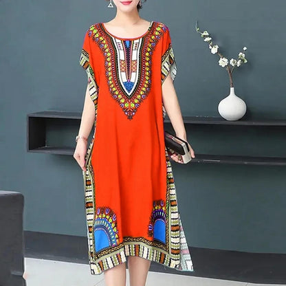 Tribal Print Fashion Short Sleeve Dress for Women