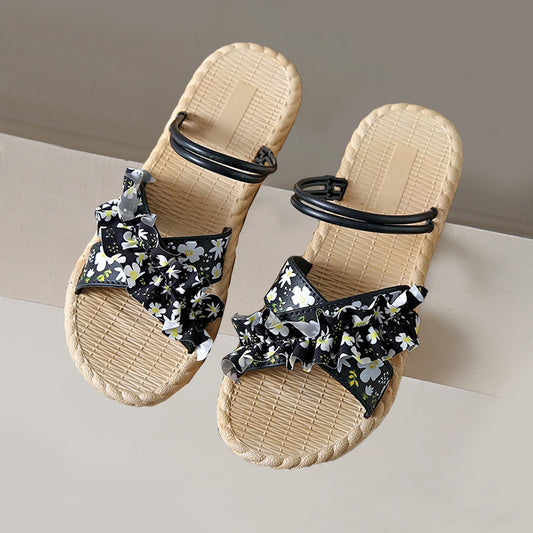Latest Floral Pattern Flat Slipper Sandals for Women