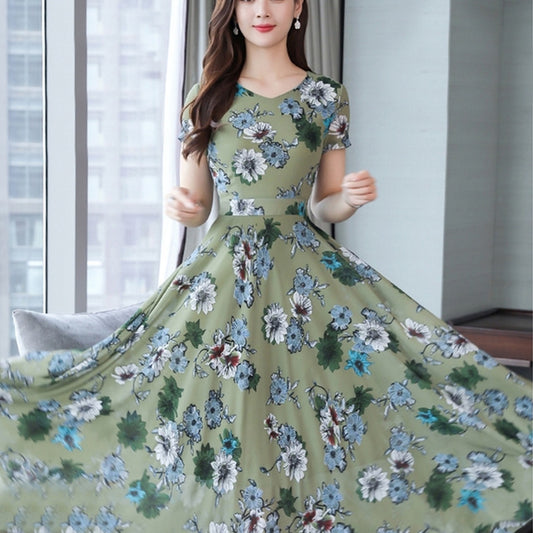 Floral Design Pattern A Line Dress for Women