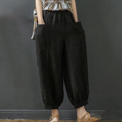 Vintage Style Ankle Wide Length Casual Harem Pants for Women