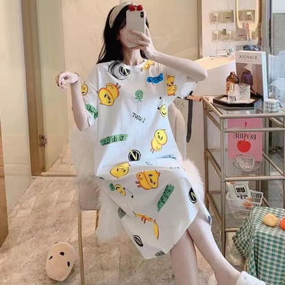 Printed Pattern Summer Korean Sleepwear Pajama for Women
